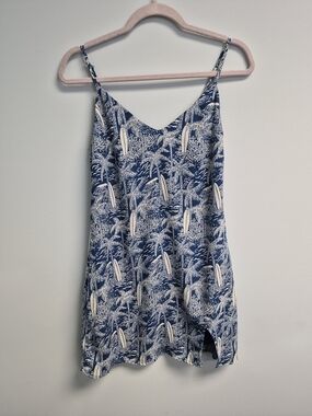 Blue Slip Dress With Surf Pattern